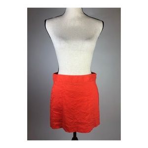 Theory Raymond Orange Linen Blend 90s Mini Skirt